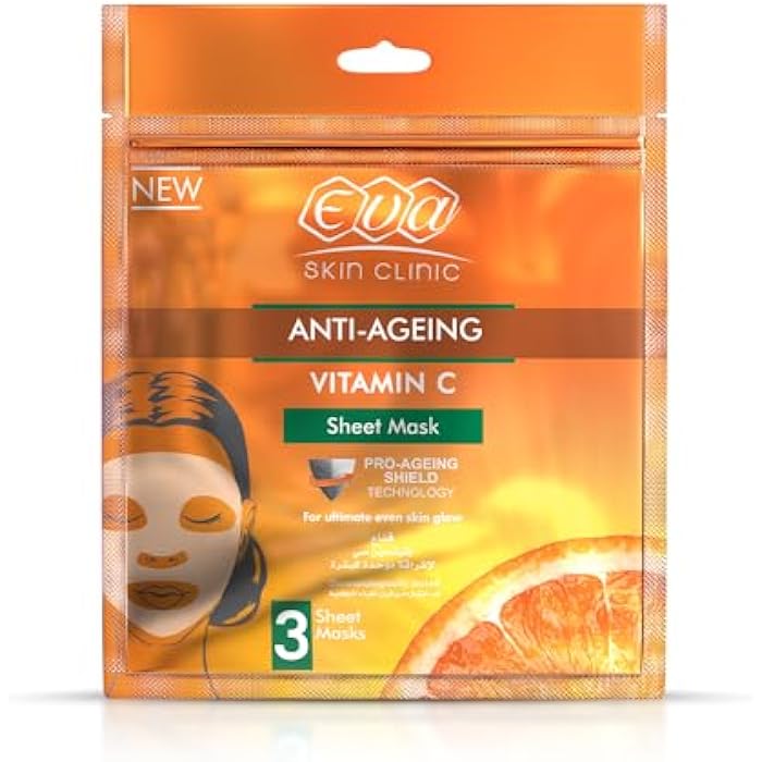 Eva Skin Clinic Vitamin C Sheet Mask for Brightening Hydration and Radiant Skin Face Mask 3 Sheets 42 g - Image 1